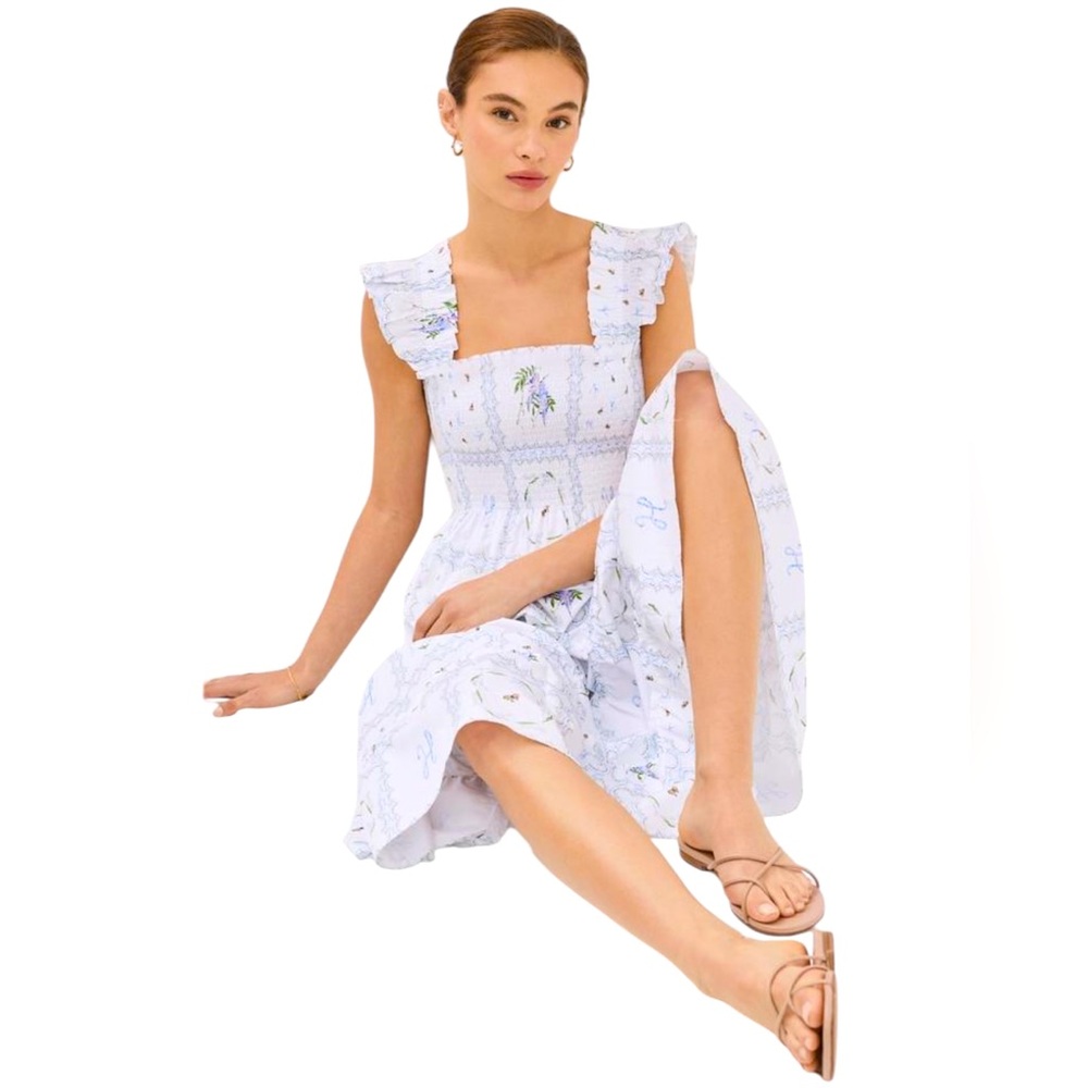 Hill House White Floral Midi Dress